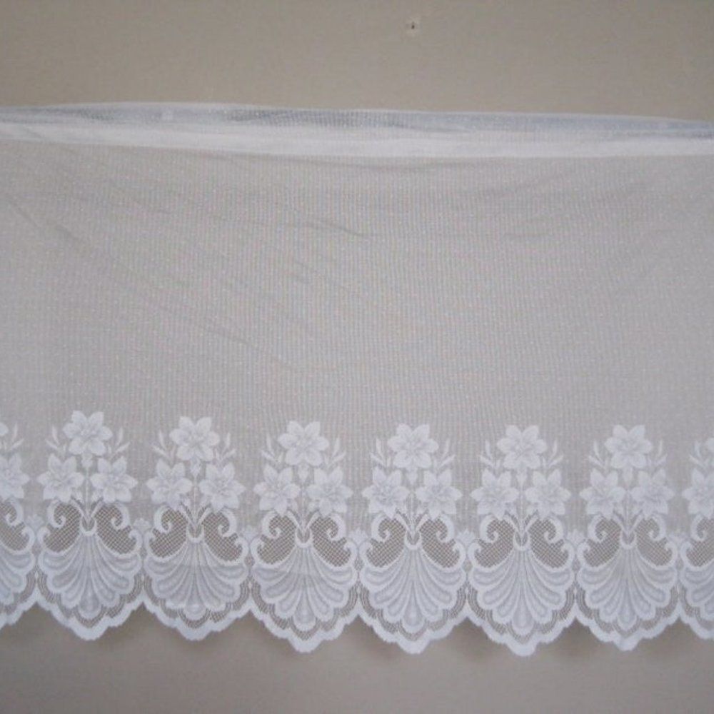 Curtain Lace Valance Floral Flower 60x35 Off White
